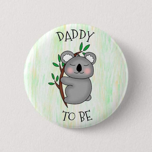 Papa | Koala thematied Baby Dusche Button (Vorderseite)