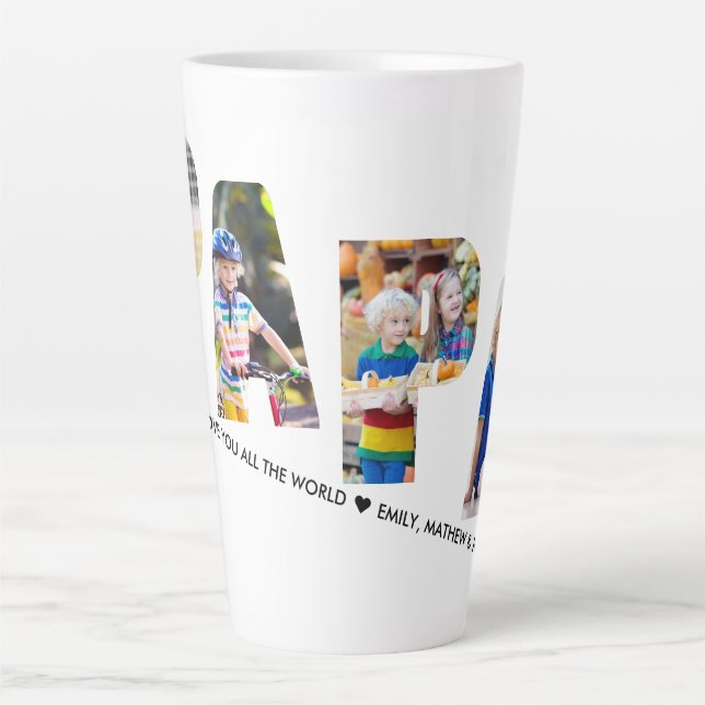 PAPA Letter Cutout 4 Foto Collage Personalisiert Milchtasse (Vorderseite)