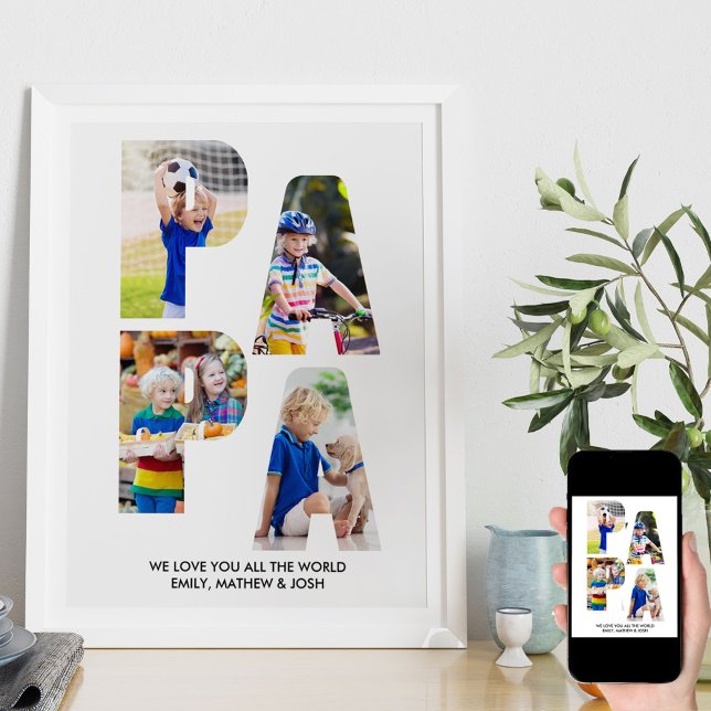 PAPA Letter Cutout Foto Collage Grandkids Name Poster (Von Creator hochgeladen)