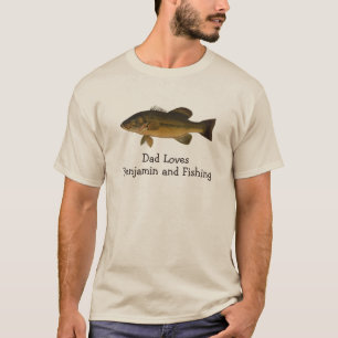 Papa liebt Kindsname und Angeln von Barsch T-Shirt
