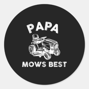 Papa mäht lustigen Rasenmäher Vatertag Opa Runder Aufkleber