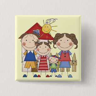 Papa, Mama, große Schwester, kleiner Bruder Famili Button