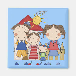 Papa, Mama, große Schwester, kleiner Bruder Famili Magnet