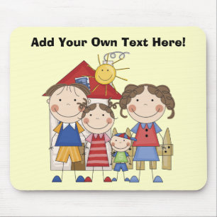 Papa, Mama, große Schwester, kleiner Bruder Famili Mousepad