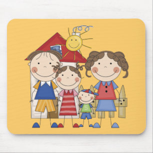 Papa, Mama, große Schwester, kleiner Bruder Famili Mousepad