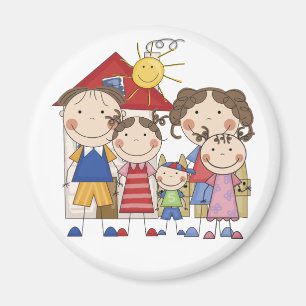 Papa, Mama, große Schwester, mittlere Schwester, k Magnet