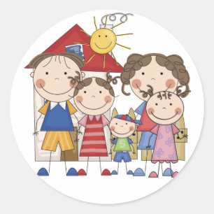 Papa, Mama, große Schwester, mittlere Schwester, k Runder Aufkleber