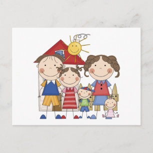 Papa, Mama, große Schwester, mittlerer Bruder, Bab Postkarte