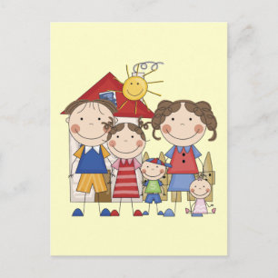 Papa, Mama, große Schwester, mittlerer Bruder, Bab Postkarte