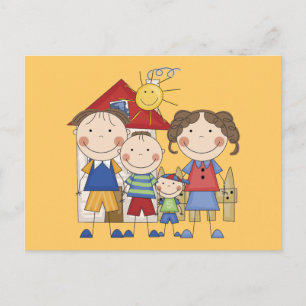 Papa, Mama, großer Bruder, kleiner Bruder Familie Postkarte