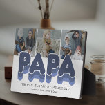 Papa Man Myth Legend Photo Fotoplatte<br><div class="desc">Modern family photo plaque featuring 3 square pictures for you to replace with your own,  the title "PAPA",  a personalized saying that reads "the man,  the myth,  the legend",  and the grandkids names.</div>