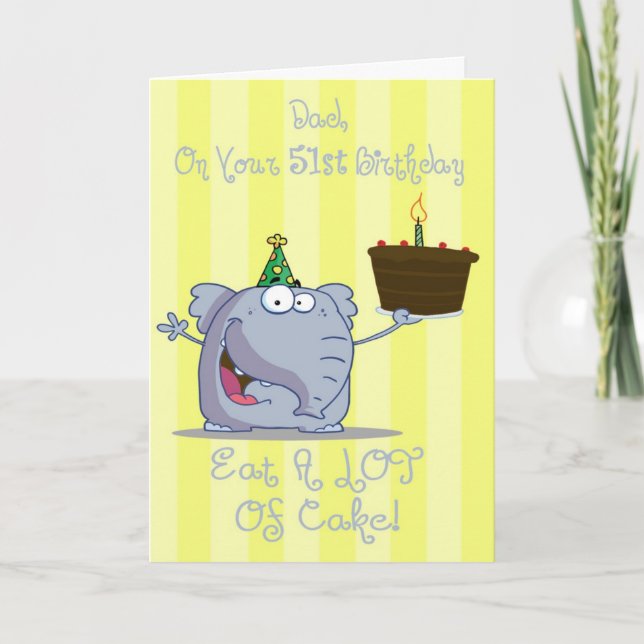 Papa Mange Plus De Gâteau 51e Carte Anniversaire (Devant)
