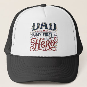Papa Mein Erster Held Vintage-Typografie-Shirt_1 Truckerkappe
