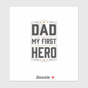 Papa Mein Erster Held Vintage-Typografie-Shirt-Des Aufkleber