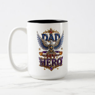 Papa mein Held Majestätischer Adler-Krone Geburtst Zweifarbige Tasse