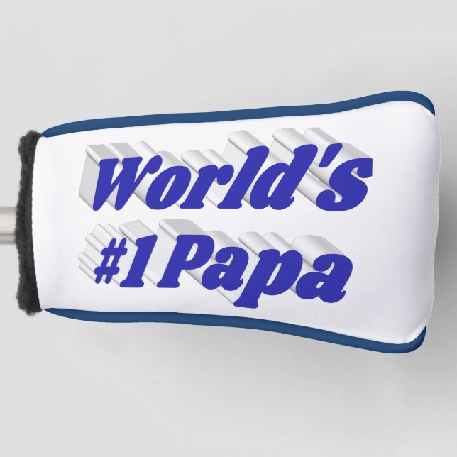 Papa mit blauem Text Golf Headcover (Vorderseite)