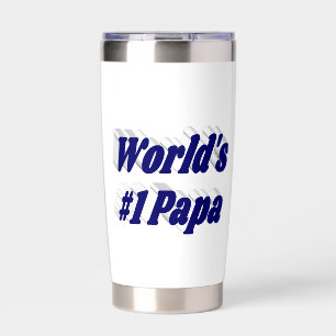 Papa mit dunkelblauem Halbtext Thermobecher