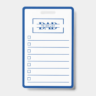 Papa moderne blaue To-Do-Liste mit Monogramm Ausweis