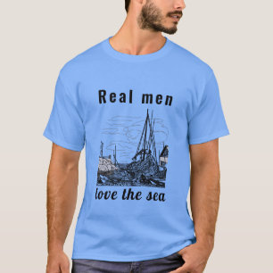 Papa moderne Père Amour Mer Bleu noir T-shirt