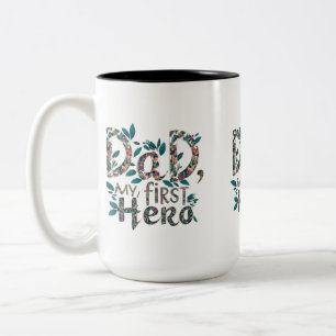 Papa, Mon premier héros - Mug à deux tons (15 oz)