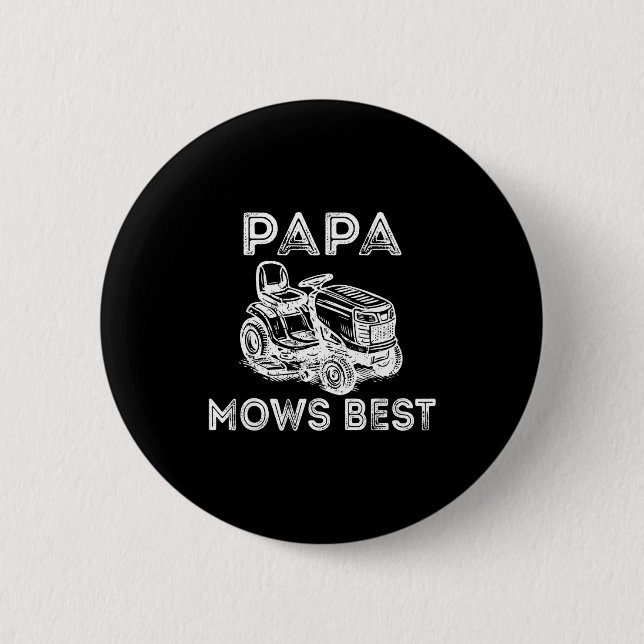 Papa Mows Funny Lawn Mower Father's Day Grandpa  Button (Vorderseite)