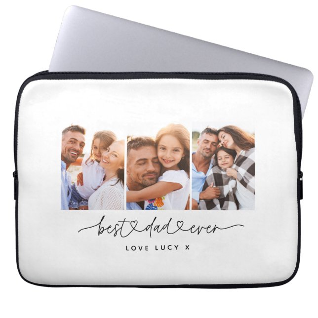 Papa niedliches, modernes Drehbuch-MultiFoto-Gesch Laptopschutzhülle (Vorderseite)