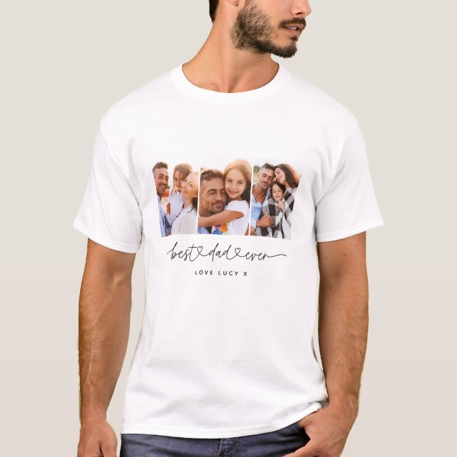 Papa niedliches, modernes Drehbuch-MultiFoto-Gesch T-Shirt (Vorderseite)