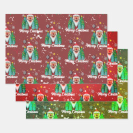 Papá Noel entre Estrellas y Árboles Geschenkpapier Set