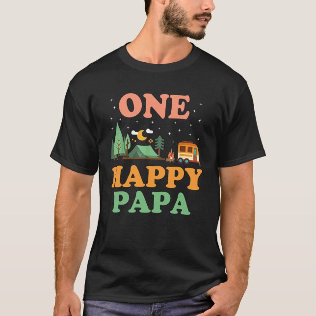 Papa of The Happy Camper  One Happy Papa Camping T-Shirt (Vorderseite)