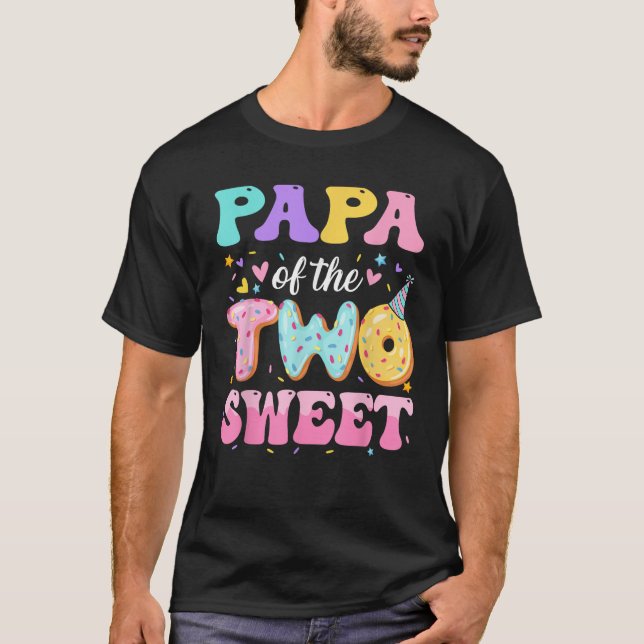 Papa Of The Two Sweet 2nd Birthday Donut Bday Part T-Shirt (Vorderseite)