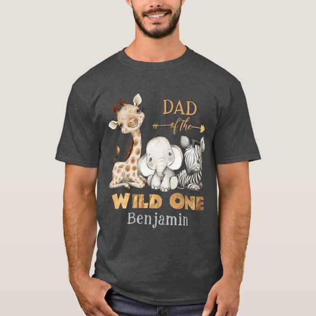 Papa of the Wild One Safari Anniversaire T-shirt (Devant)