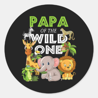 Papa of the Wild One Zoo Birthday Safari Jungle Runder Aufkleber