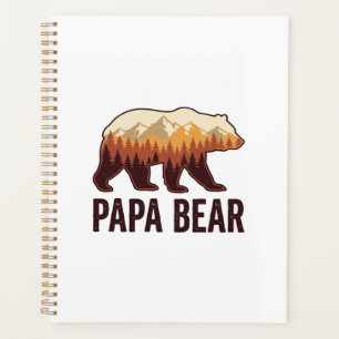 Papa ours Silhouette Vintage Forêt T-Shirt_1