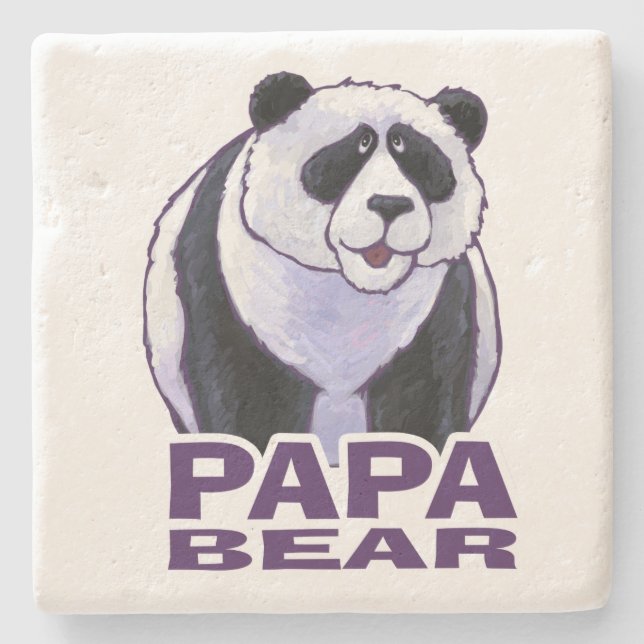 Papa Panda Bear Steinuntersetzer (Vorderseite)