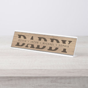 "Papa" Personalisierte Kindernamen Holz + Braun Schreibtischnamensplakette