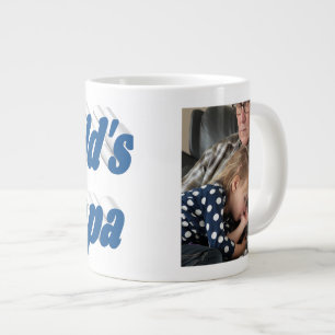 Papa photo avec la tasse de café géante en bleu ma
