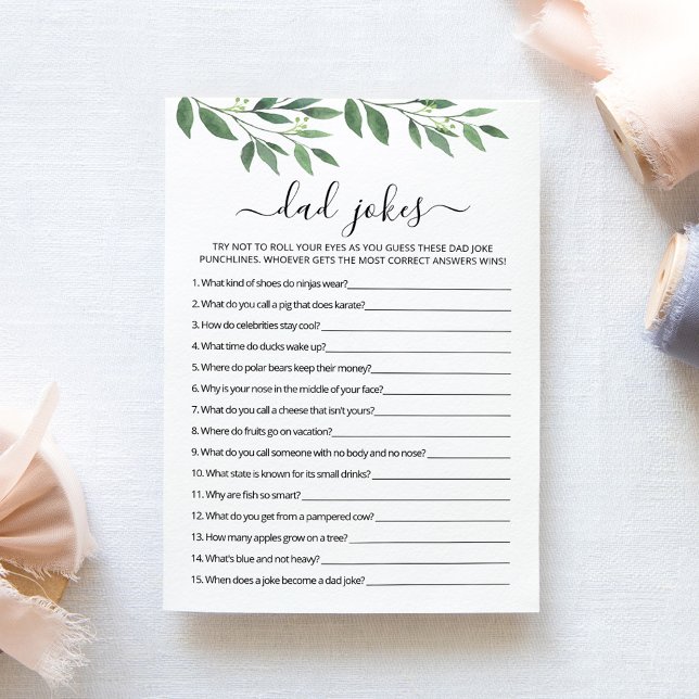 Papa plaisante avec réponses Baby shower carte (Créateur téléchargé)