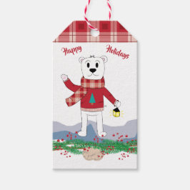 Papa Polar Bear Holding Lantern Holiday Geschenkta Geschenkanhänger