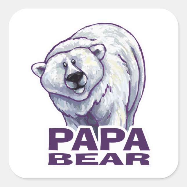 Papa Polar Bear Quadratischer Aufkleber (Vorderseite)