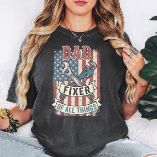 Papa Repariert Alles Patriotische Flagge Schrauben T-Shirt