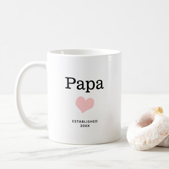 Papa, rosa Herz, Single Foto Custom Kaffeetasse (Mit Donut)