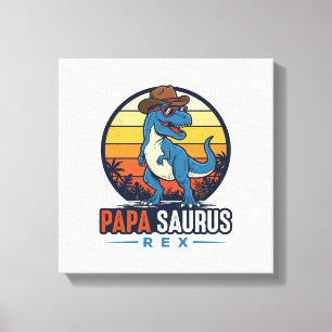 Papa Saurus Rex Cowboy Dinosaur Vintage Shirt_1 Leinwanddruck