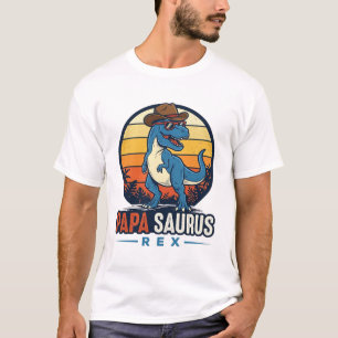 Papa Saurus Rex Cowboy Dinosaur Vintage-Shirt_1 T-Shirt