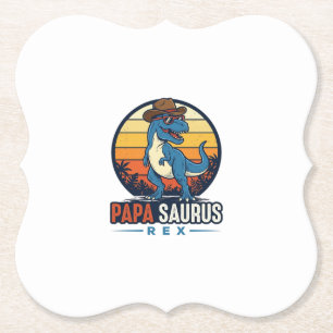 Papa Saurus Rex Cowboy Dinosaur Vintage-Shirt_1 Untersetzer