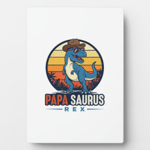 Papa Saurus Rex Cowboy Dinosaur Vintage T-Shirt_1 Fotoplatte