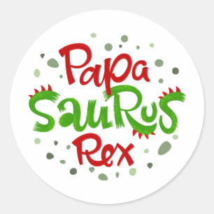 Papa Saurus Rex Runder Aufkleber
