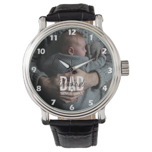 Papa seit 20XX Benutzerdefiniertes Foto Modernes e Armbanduhr