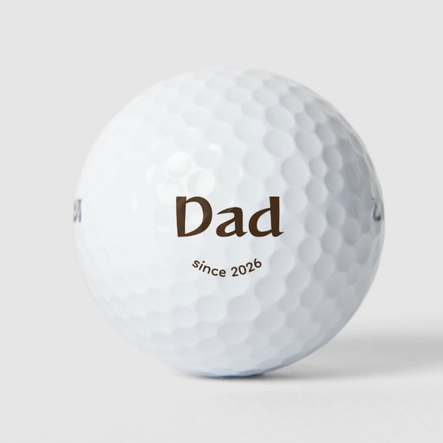 Papa seit Jahr Einfach Braun Glücklich Golfball (Vorderseite)