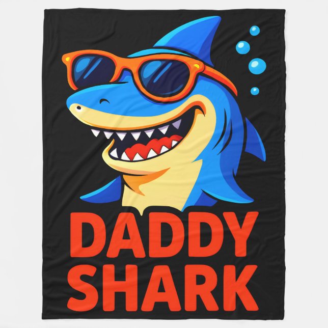 Papa Shark Vatertag Geschenke Fleecedecke (Vorderseite)