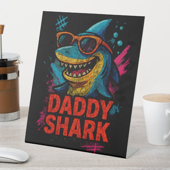 Papa Shark Vatertag Geschenke Sockelschild (In Situ)